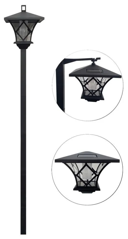 Lampă LED solară de exterior 3 în 1 LED/1,2V IP44 negru