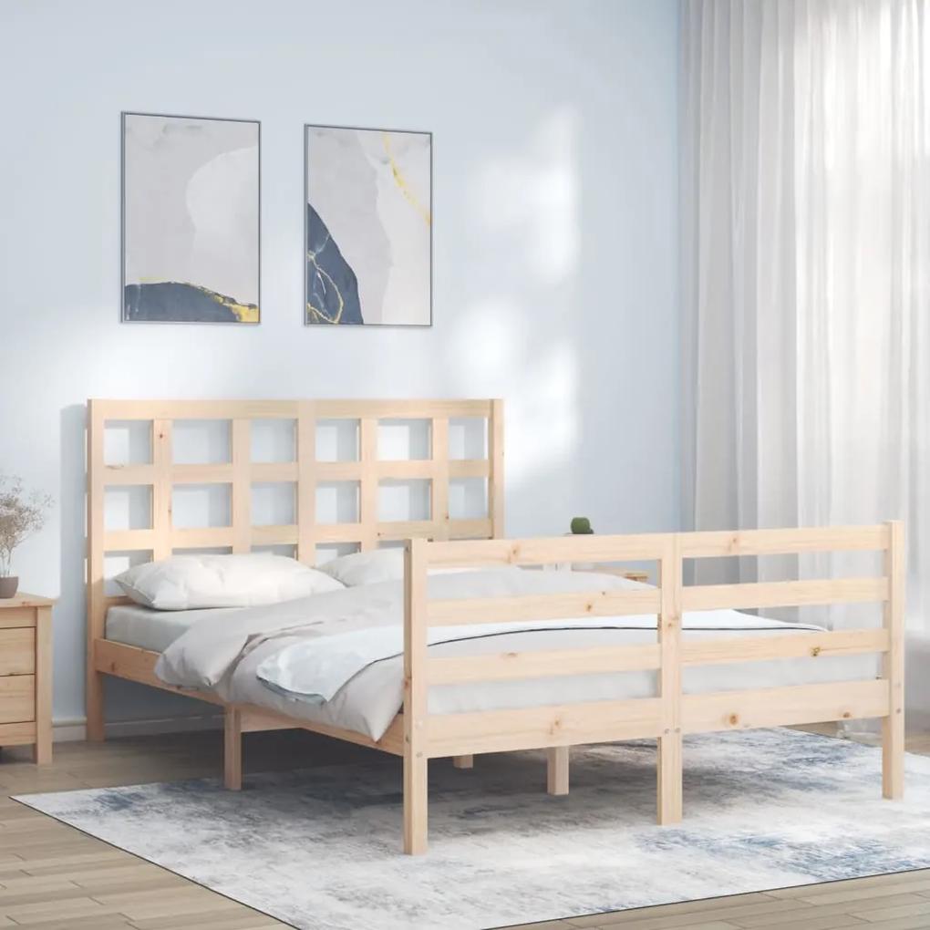 3193961 vidaXL Cadru de pat cu tăblie, dublu, lemn masiv