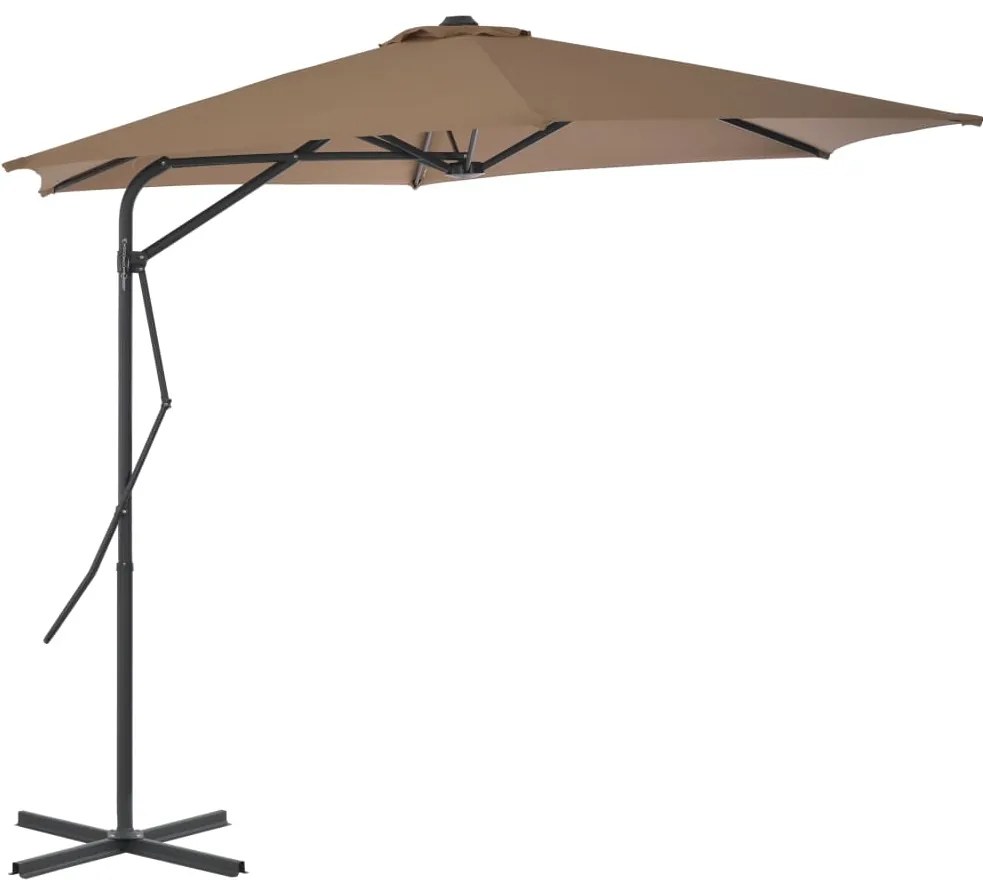 vidaXL Umbrelă de soare de exterior, stâlp din oțel, gri taupe, 300 cm