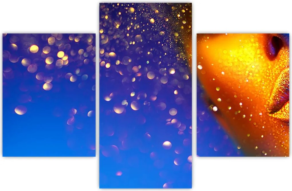 Tablou - Body art, combinație auriu-albastru (90x60 cm)