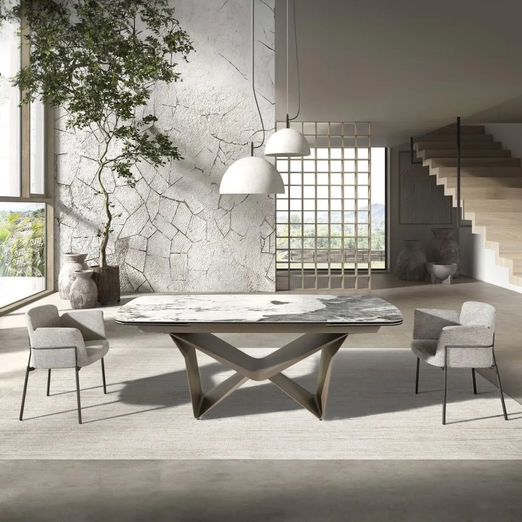 Masa extensibila deosebita design LUX Marble 200-290x100cm