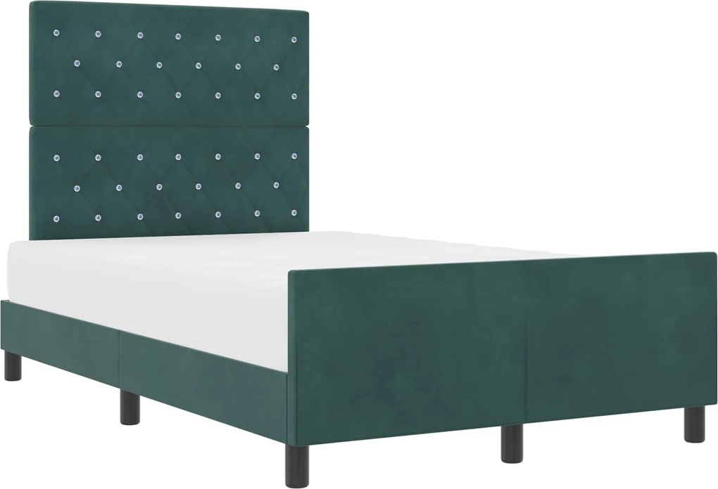 vidaXL Pat cu arcuri cu headboard Verde închis 120 x 200 cm Catifea
