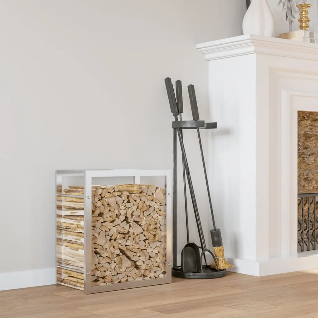 vidaXL Suport pentru lemne de foc, 50x28x56 cm, oțel inoxidabil