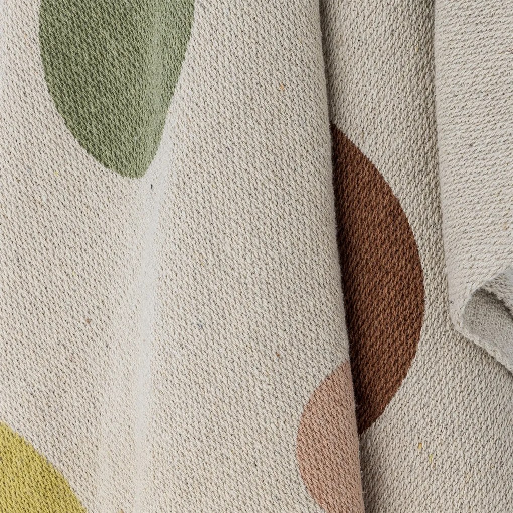 Pătură din bumbac reciclat, natur, cu model cu buline, 160x130 cm, „Clennie"