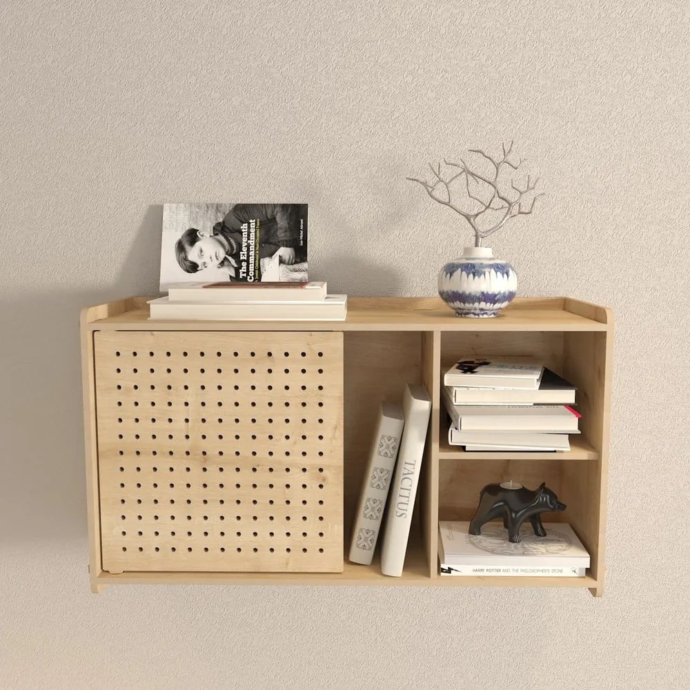 Bibliotecă de perete cu aspect de lemn de stejar 65x30 cm Sima – Kalune Design