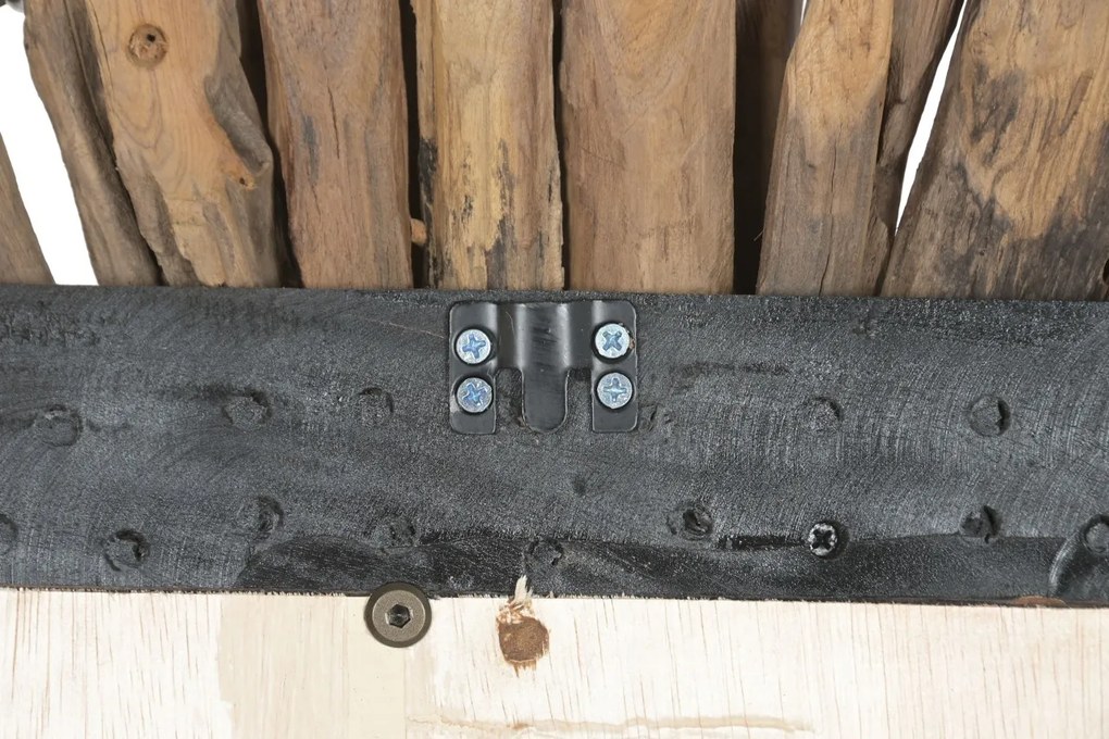 Aplică de perete din lemn de tec lucrat manual, natur, 130 x 50 x 10 cm, „Doullens”
