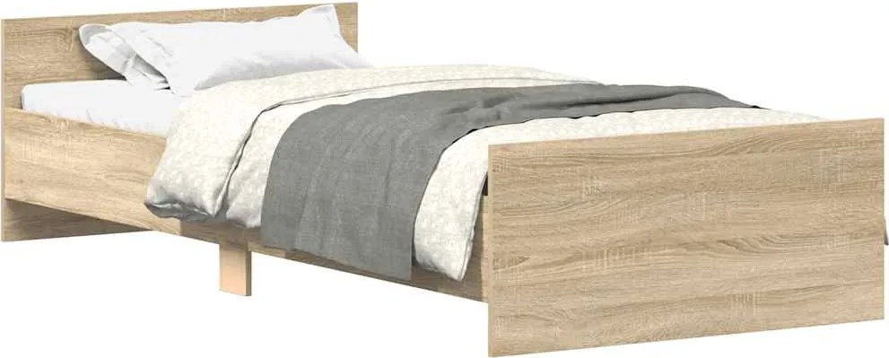 vidaXL Cadru pat fără saltea stejar sonoma, 90x190 cm, lemn prelucrat