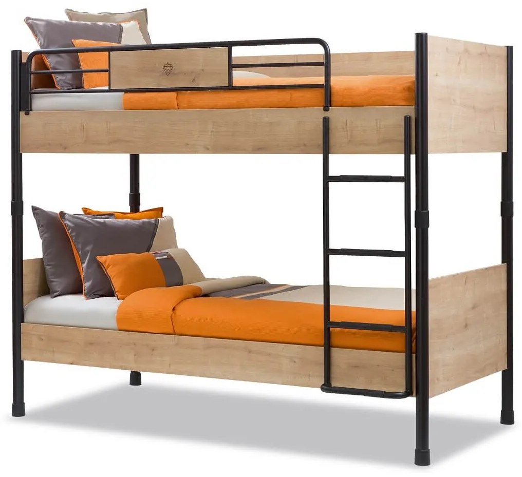 Set cu pat etajat 90x200 cm si comoda Colectia Mocha