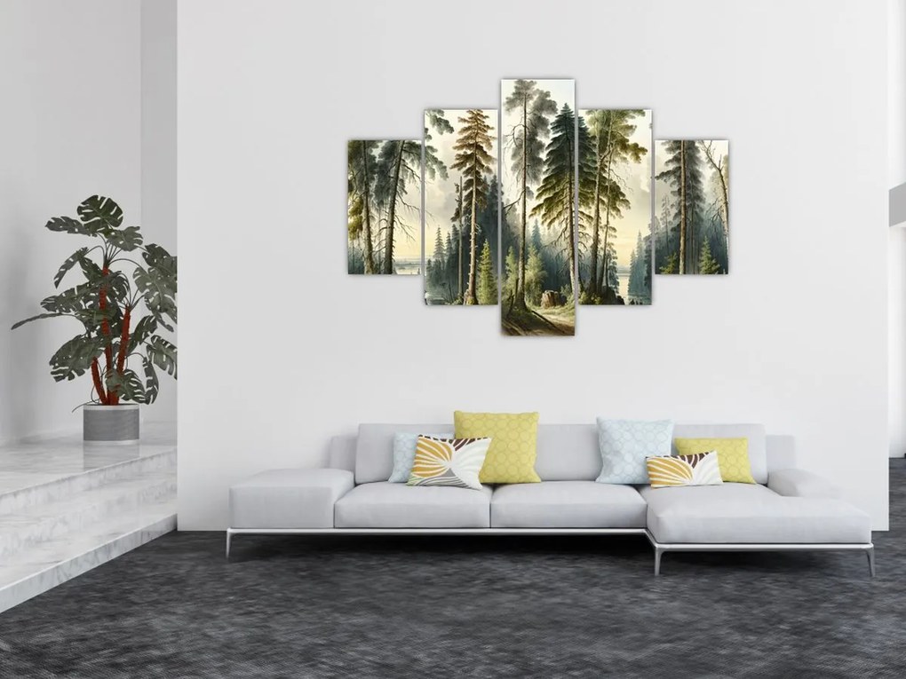 Tablou - Peisaj de epocă de păduri (150x105 cm)