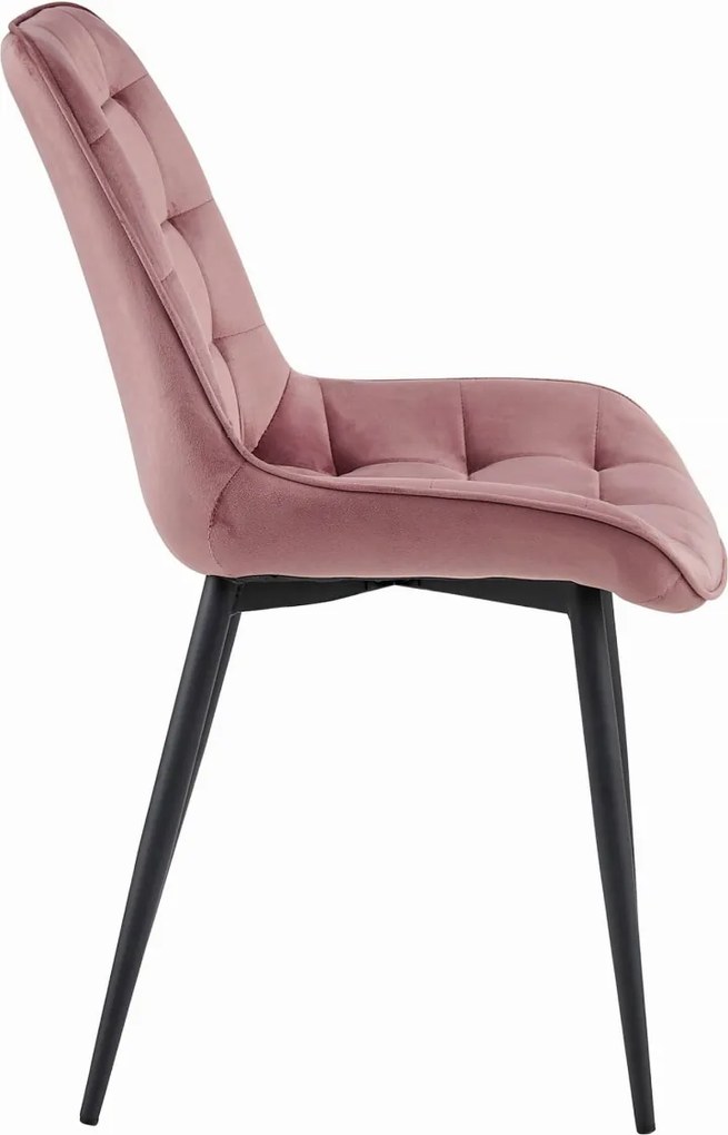 OFERTA Scaun din catifea roz inchis BERA cu picioare negre II. calitate