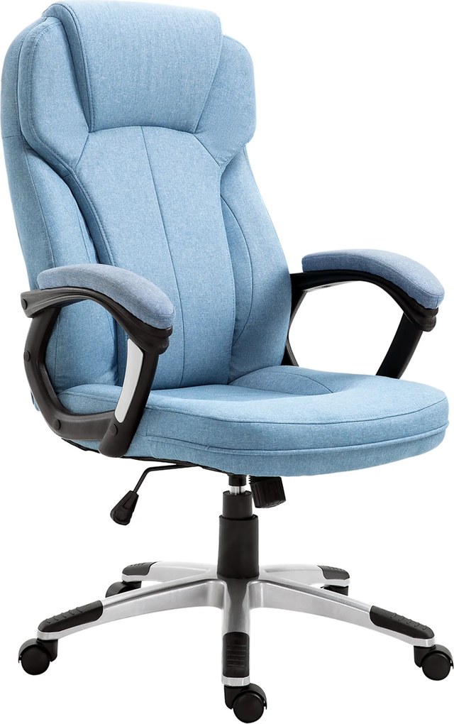 Scaun de Birou Ergonomic Vinsetto cu Funcție de Balansare Reglabil în Înălțime, Spătar în Albastru Deschis din In | Aosom Romania