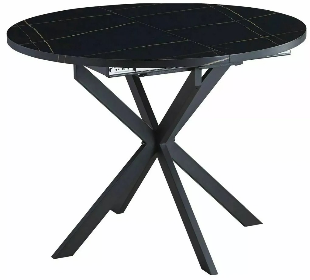 Masa extensibila de dining GASTON 100(135)X100 cm, decor de marmura neagra