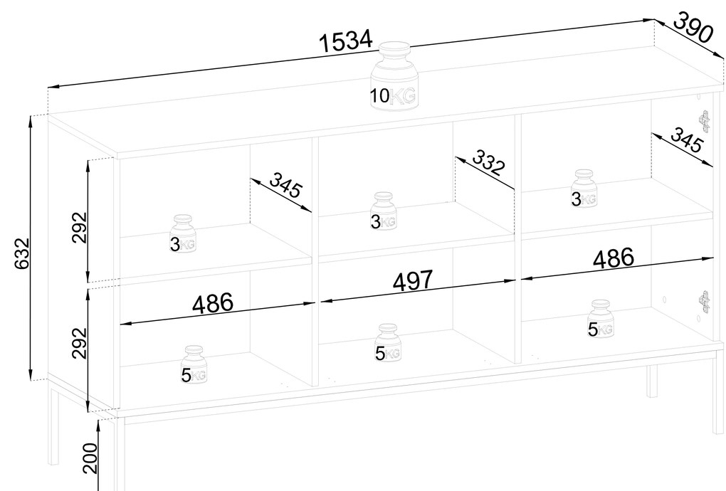 Comodă combinată Silvano K154 (Negru + Stejar wotan) (cu iluminat LED). 1062587
