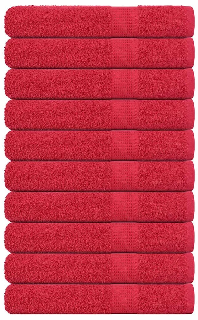 vidaXL Prosoape 10 buc Roșu 100x200 cm 360 g/m² 100% bumbac