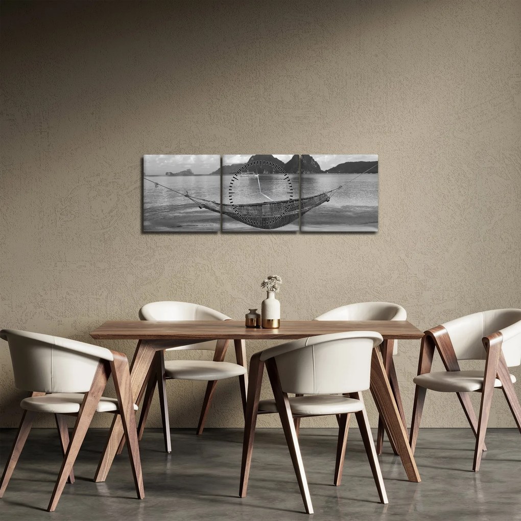 Tablou - Hamac pe plajă (cu ceas) (90x30 cm)