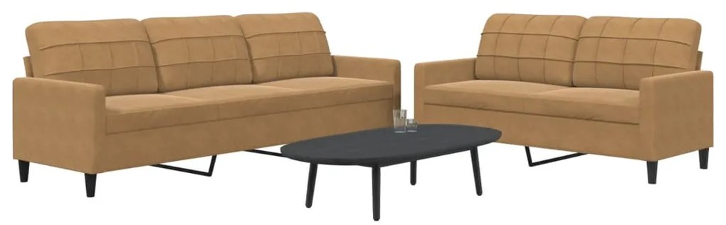 vidaXL Set de canapele cu perne, 2 piese, maro, catifea