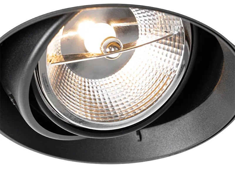 Spotlight modern încastrat negru GU10 AR111 rotund fără rama - Oneon