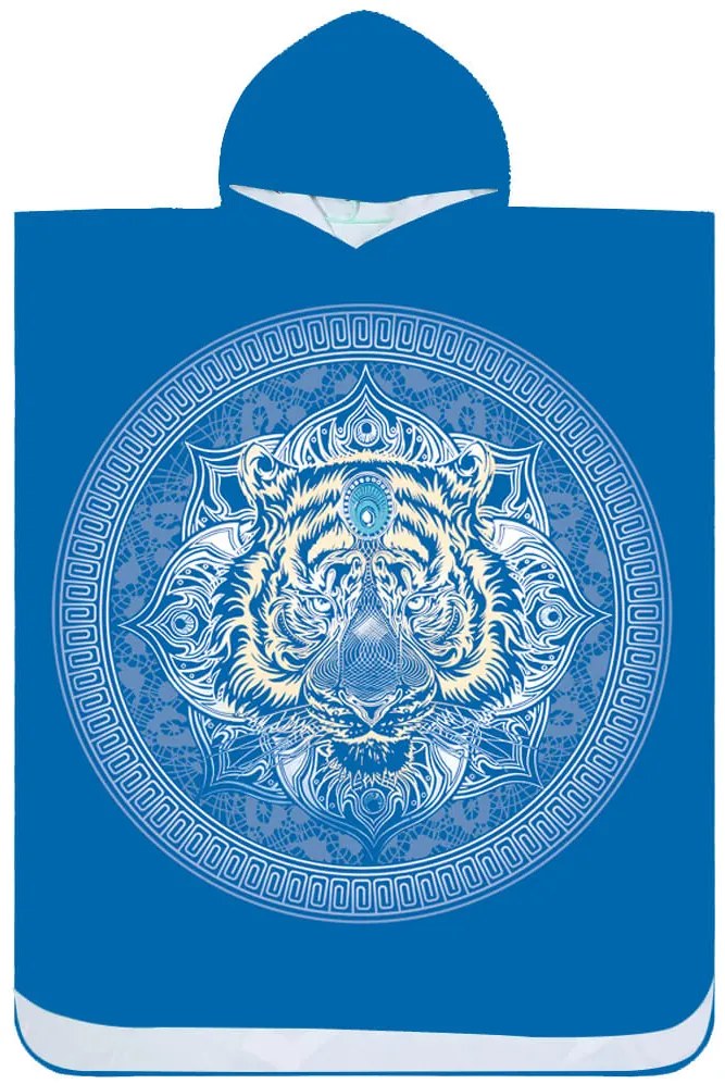 Poncho prosop de plaja TIGER albastru 80x145 cm
