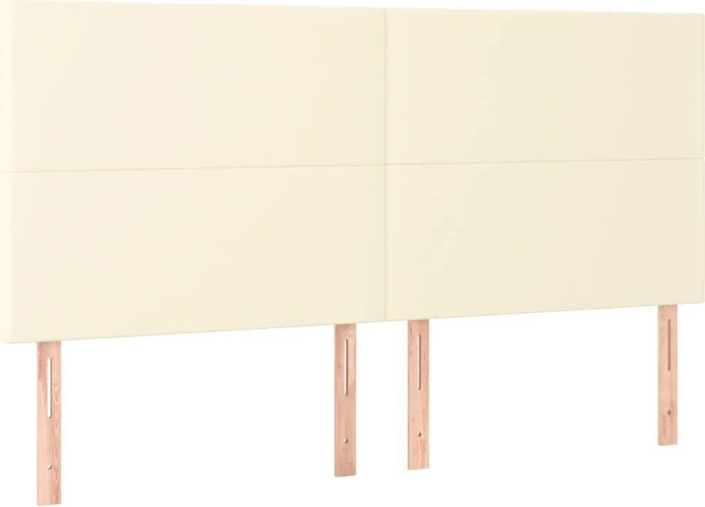 vidaXL Tăblie de pat crem 180x5x118/128 cm piele ecologică