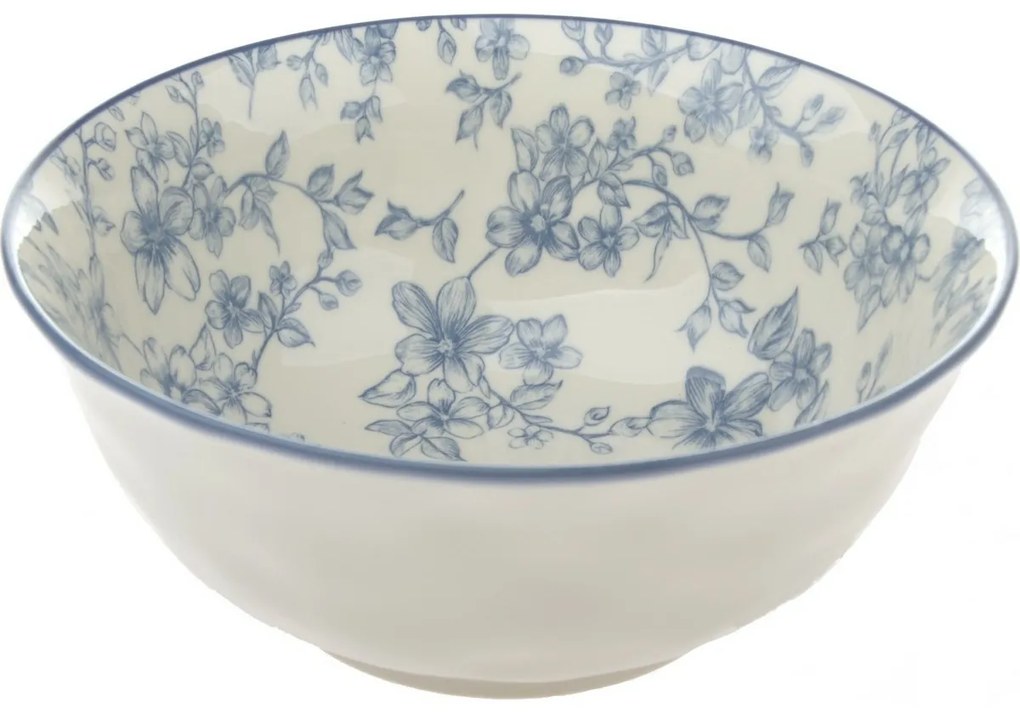 Bol de servire din ceramică Flori delicate 20cm, albastră