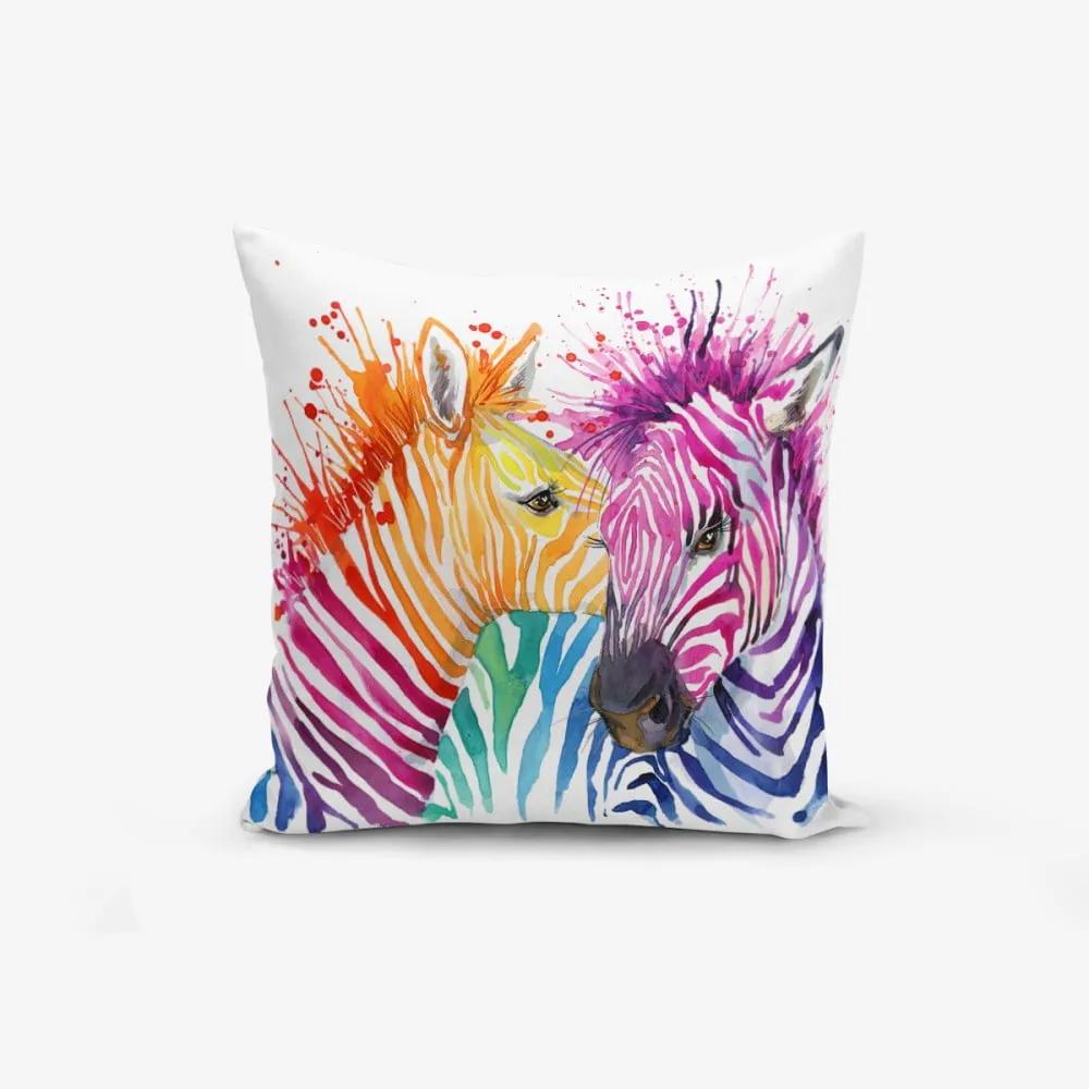 Față de pernă din amestec de bumbac Minimalist Cushion Covers Colorful Zebras , 45 x 45 cm