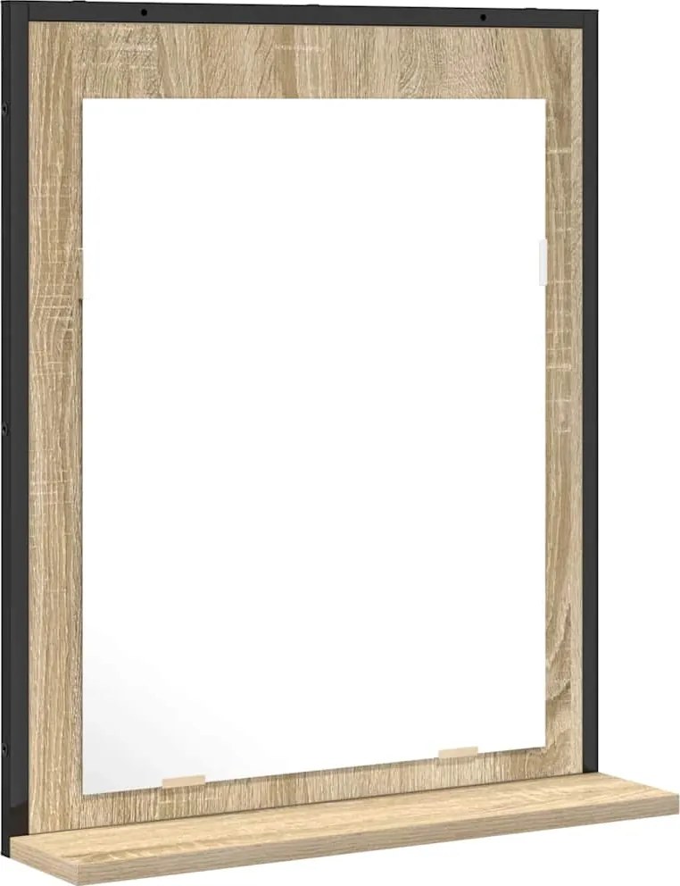 vidaXL Oglindă pentru baie cu raft Pe perete Negru 50 x 12 x 60 cm