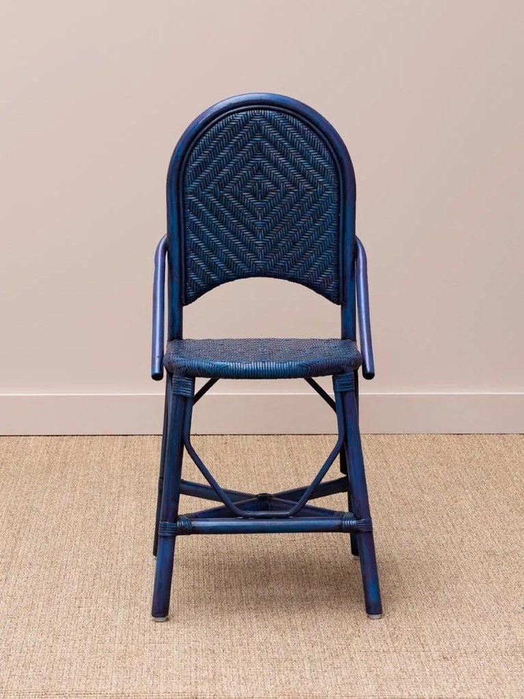 Scaun de dining albastru din rattan, "Pigmento"