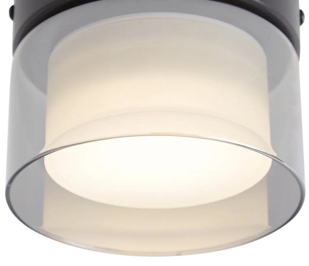 Plafonieră modernă neagră cu sticlă fumurie - Puck