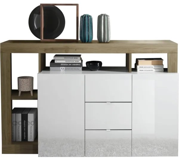 Comodă LENOR alb/maro