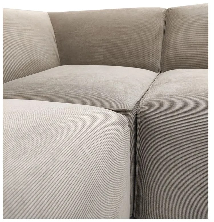 Colțar bej din catifea reiată (cu șezlong pe partea dreaptă) Sting - Scandic