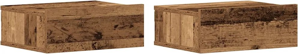 vidaXL Noptiere plutitoare 2 buc Lemn vechi 40x32x15 cm Lemn prelucrat