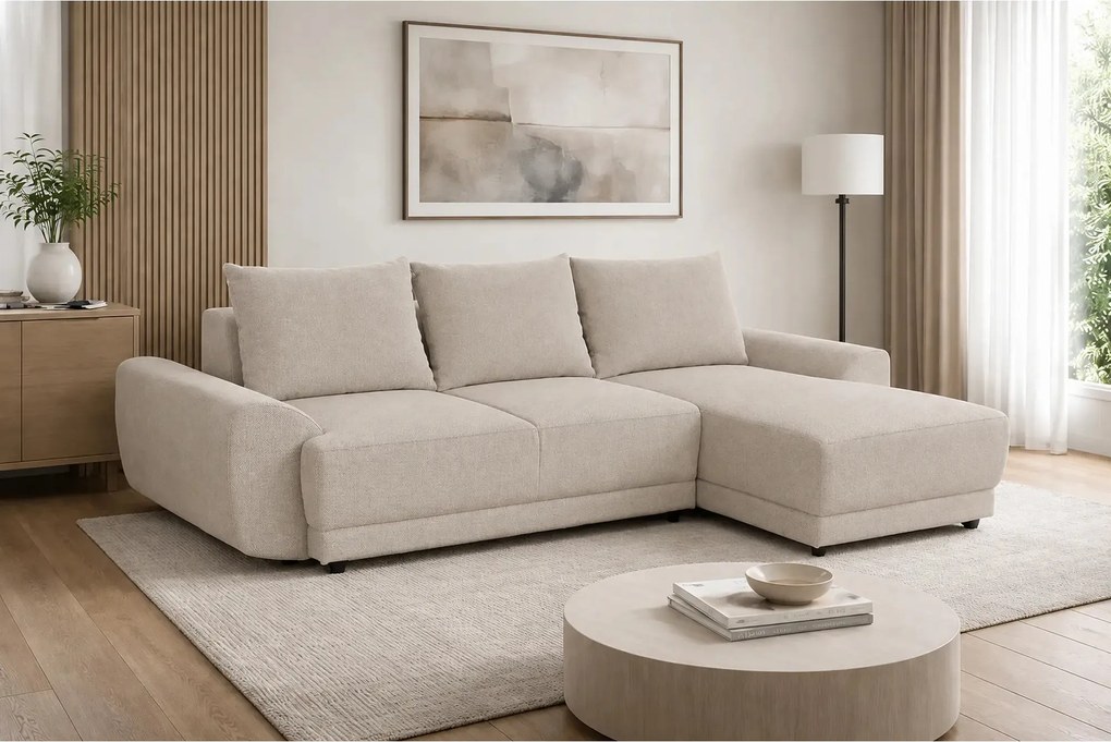 Coltar de living ASTOR, sezlong dreapta, stofa bej - New York G008, 25