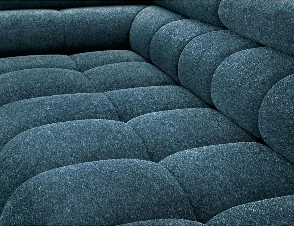 Colțar albastru extensibil/cu spațiu de depozitare cu tapițerie din țesătură bouclé (cu colț pe partea stângă/în formă de ”L”) Ferucce – ELTAP