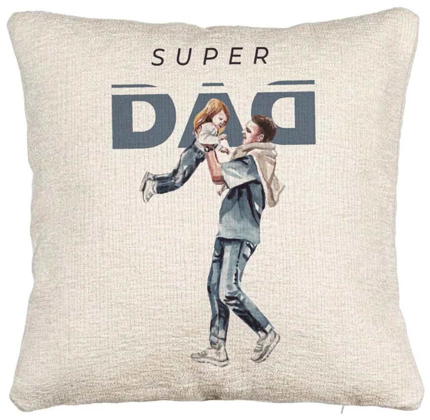 Perna Decorativa Canapea, Model Super Dad, 40x40 cm, Cu fermoar