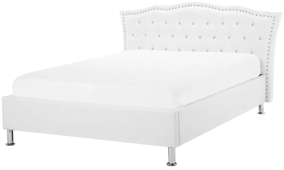 Pat matrimonial 140 cm MATH (cu spațiu de depozitare) (cu somieră) (alb). 1007347