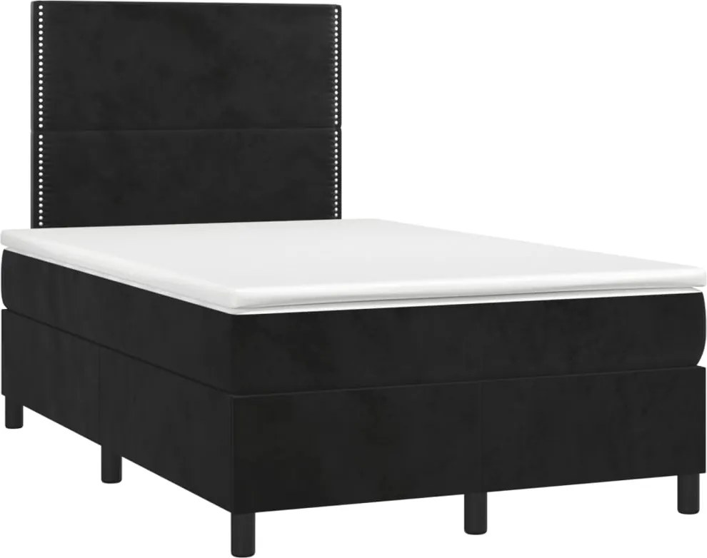 vidaXL Pat box spring cu saltea, negru, 120x190 cm, catifea
