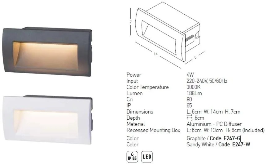 Spot LED incastrabil de exterior iluminat ambiental IP65 Rajal grafit