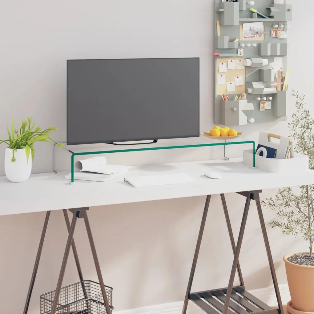 244130 vidaXL Stand TV/Suport monitor sticlă transparentă 90x30x13 cm