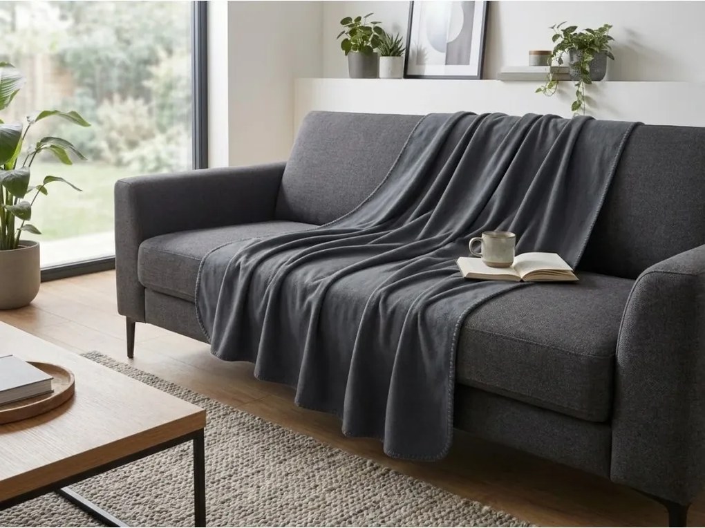 Patura fleece FLEORA, gri inchis Dimensiune: 200 x 220 cm