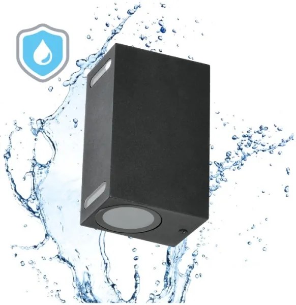 Aplică de exterior QUERK 2xGU10/35W/230V IP54 15 cm negru