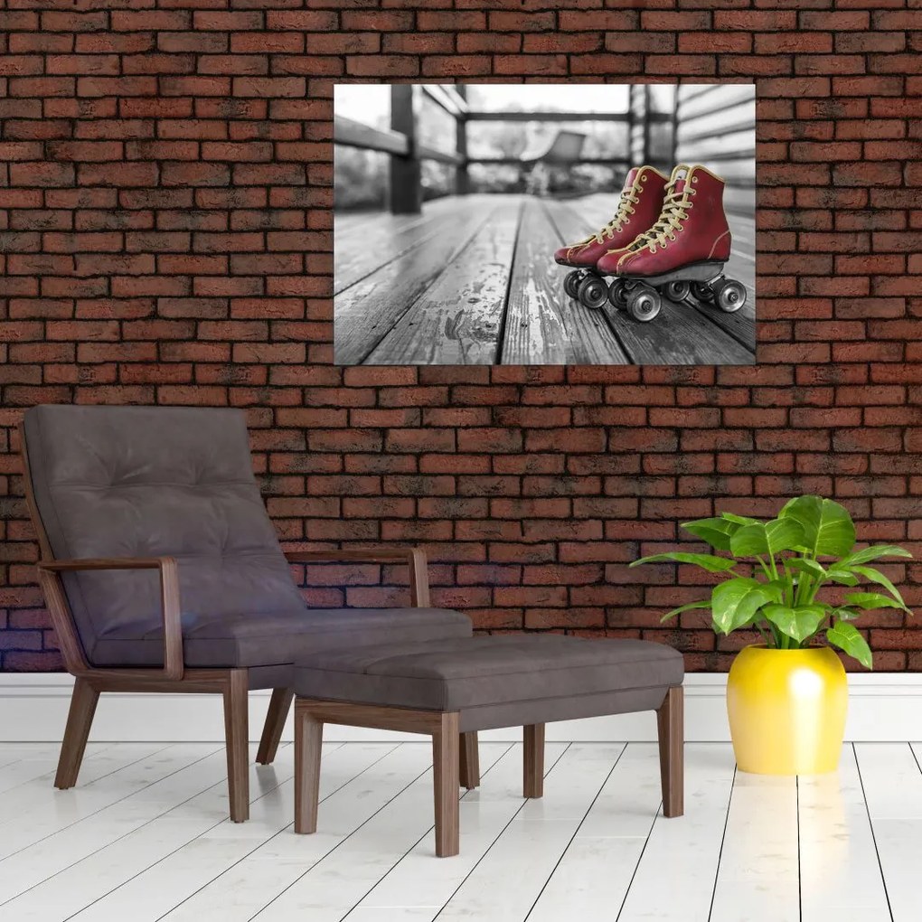 Tablou cu pantofi cu role vechi roșii (90x60 cm)