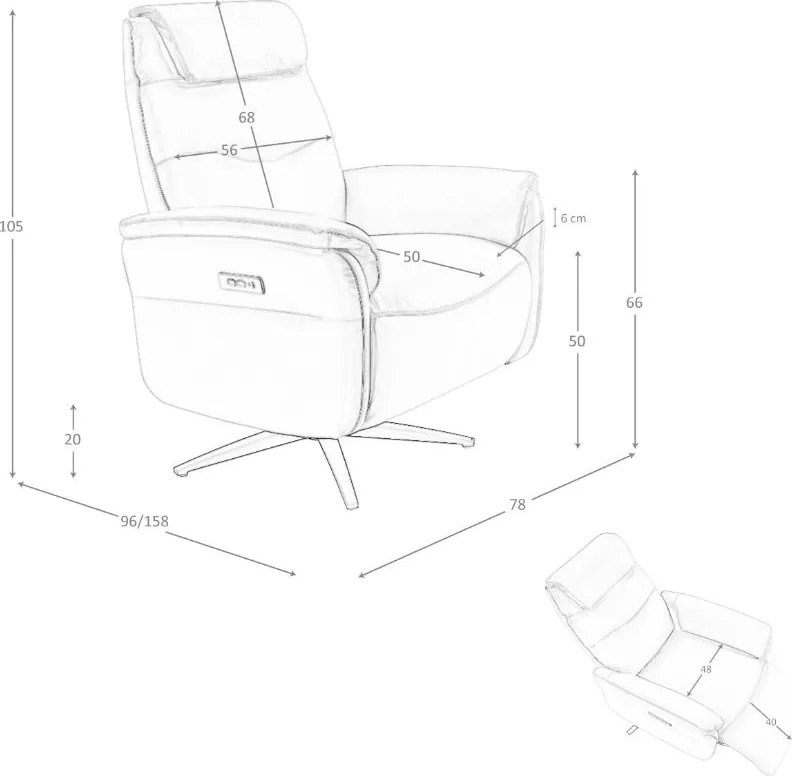 Fotoliu design LUX cu functia relax Cowhide brown leather