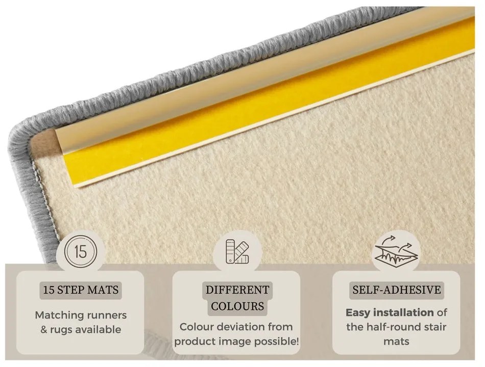 Covorașe pentru scări gri cu bandă adezivă 15 buc. 23x65 cm Fancy – Hanse Home