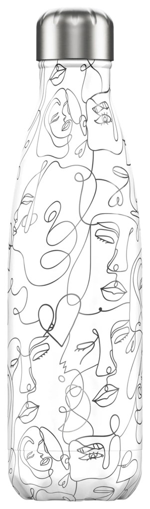 Sticlă termos Chilly's Bottles - Line Art Faces 500ml, ediția Original