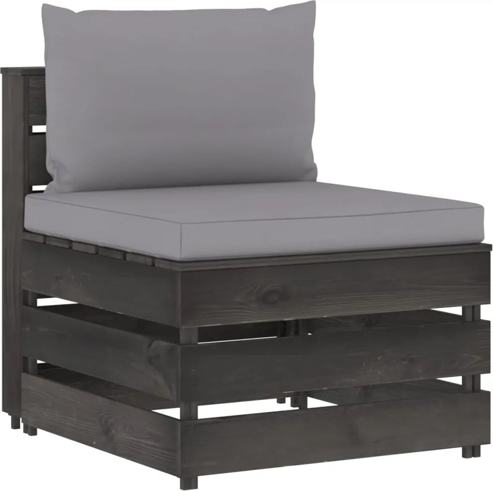 vidaXL Canapea de mijloc modulară cu perne, gri, lemn tratat
