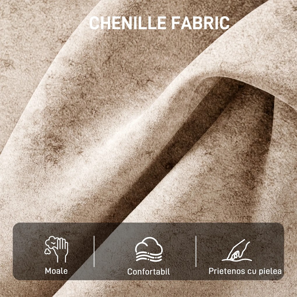 HOMCOM Fotoliu Elegante Tapițat cu Catifea Chenille și Cadru din Lemn Masiv, Fotoliu Modern pentru Living și Dormitor, Bej | Aosom Romania