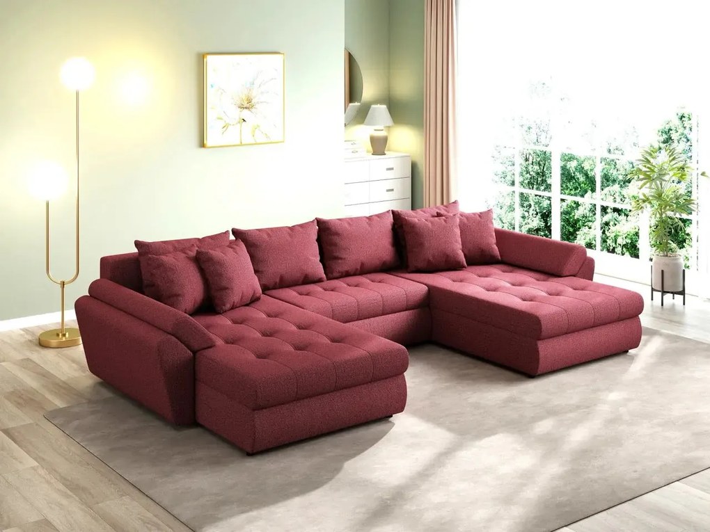 Colțar extensibil dumonde cu ladă de depozitare si sezut confortabil din spuma high-density, Loana U Enjoy Winery 355x185 cm