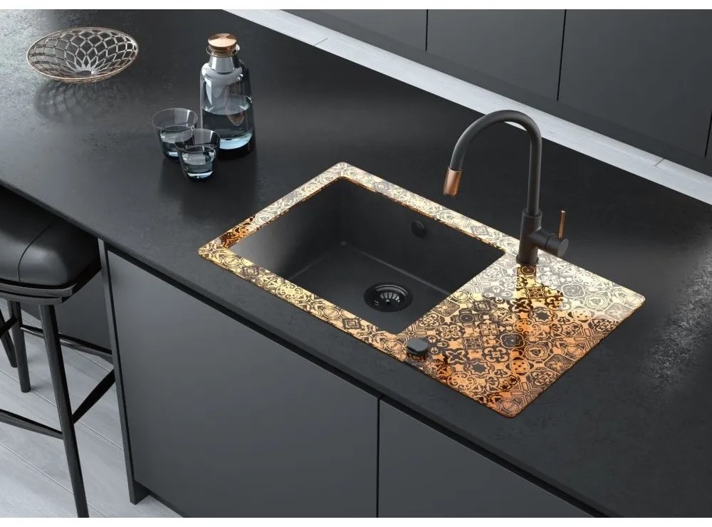 Chiuveta sticla-granit Deante Capella Precious 50x86 cm cupru grafit