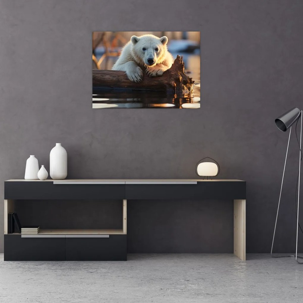 Tablou pe sticlă - Ursul polar (70x50 cm)
