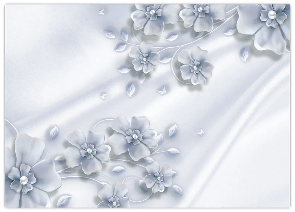 Tablou pe sticlă - Design flori (70x50 cm)